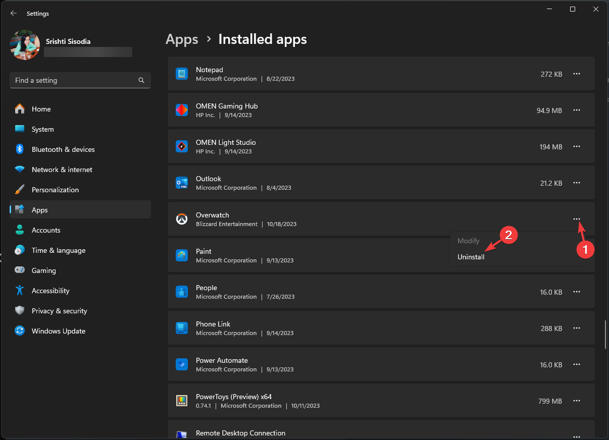 アンインストール - Overwatch 2がWindows 11でクラッシュし続ける