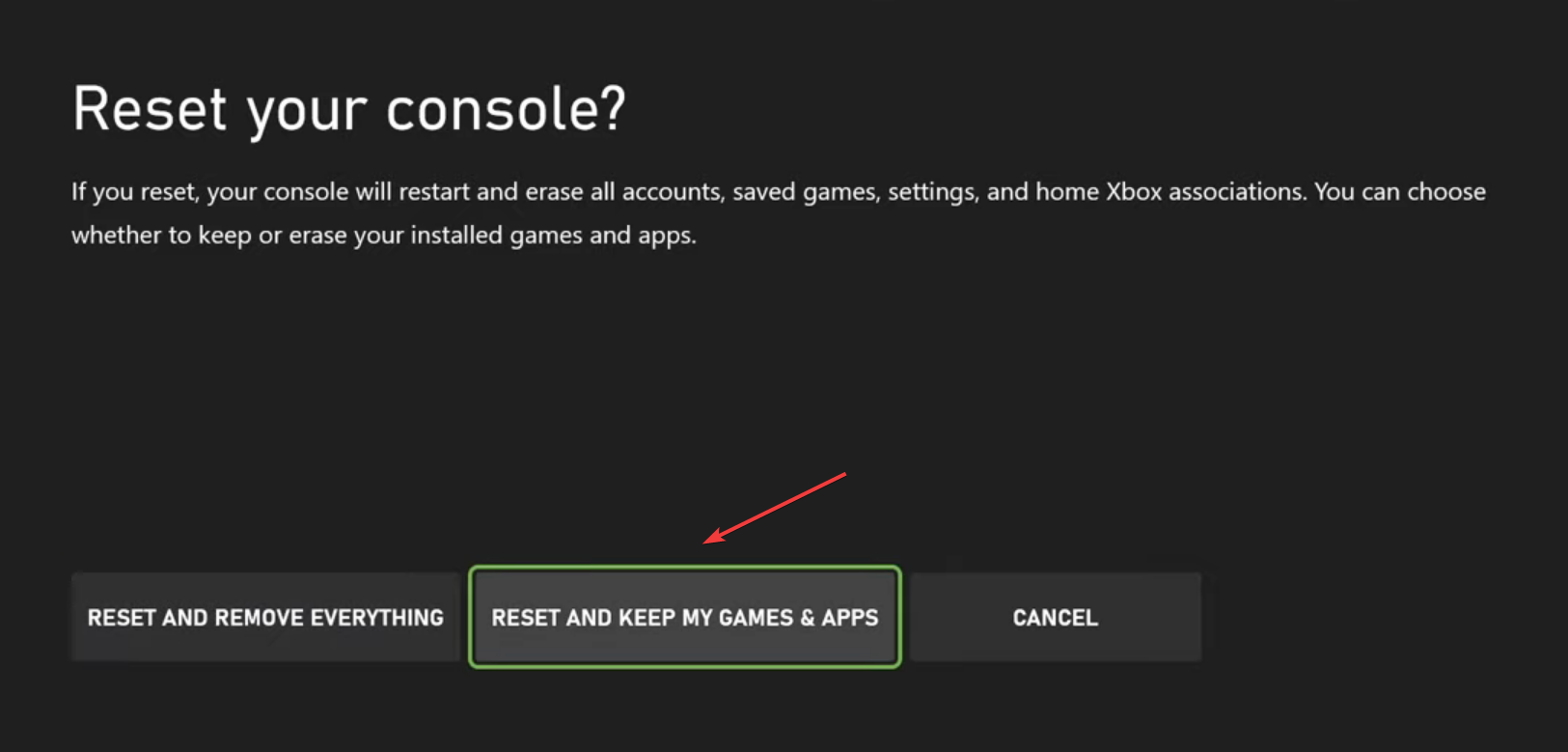 reset to fix 0xE0E8000F