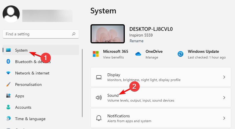 impostazioni audio di sistema