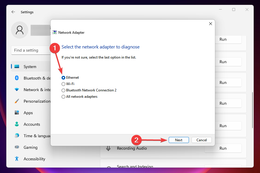 Ethernet-Adapter problembehandeln