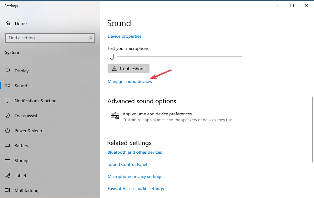 Mais configurações de som