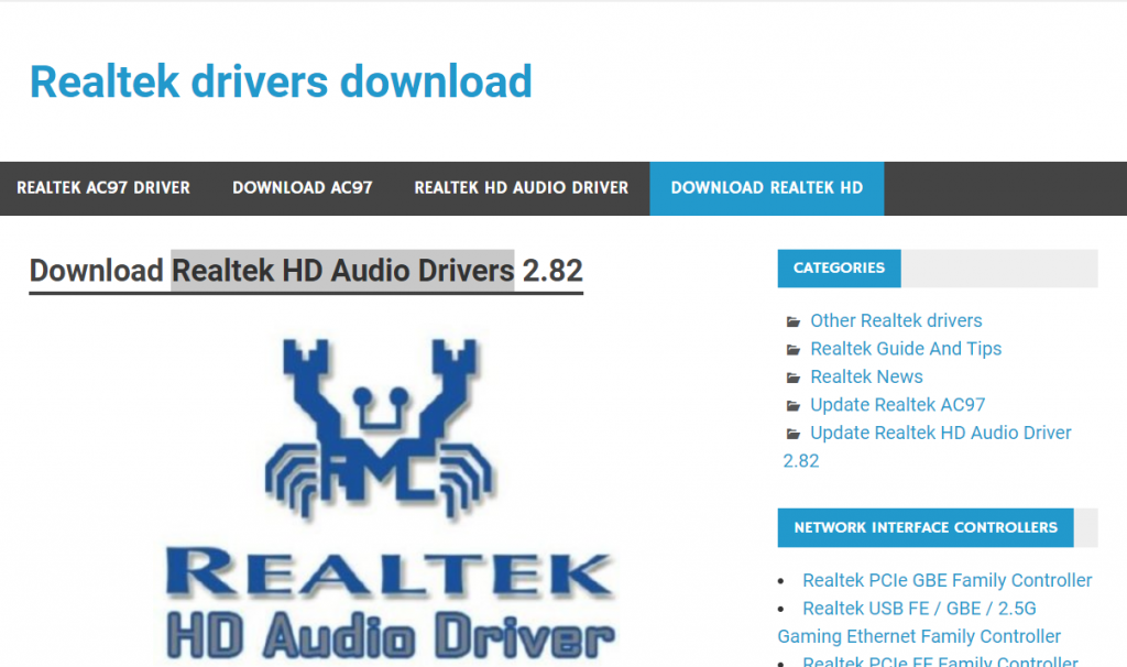 Página do Gerenciador de Áudio HD Realtek gerenciador de áudio hd realtek ausente