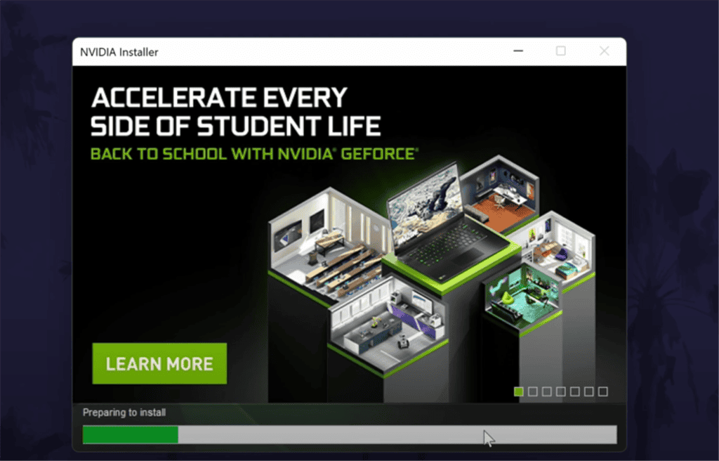 instalação do nvidia se preparando para instalar no windows 11