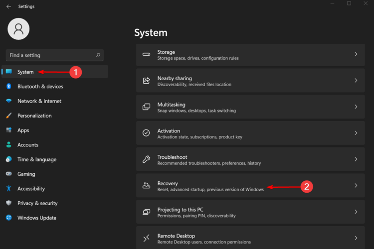 system recovery windows