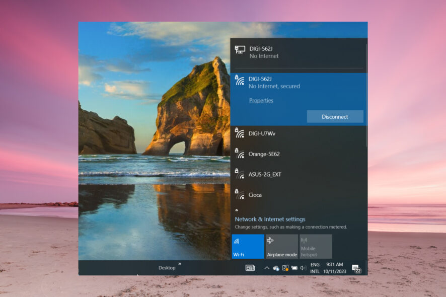 Come risolvere No internet secured Windows 10