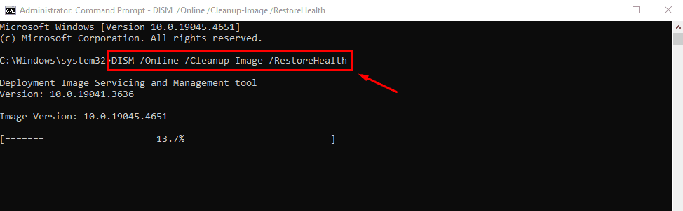 DISM /Online /Cleanup-Image /RestoreHealth