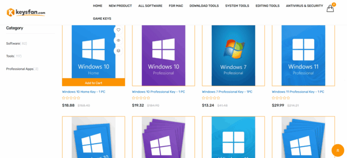 vista de filtro de claves de windows del sitio web keysfan