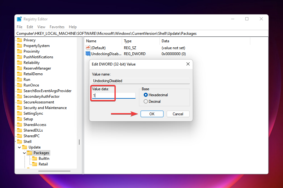 Alterar os dados do valor para habilitar arrastar e soltar no Windows 11
