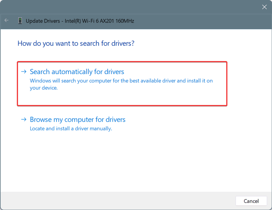 pesquisa automática de driver