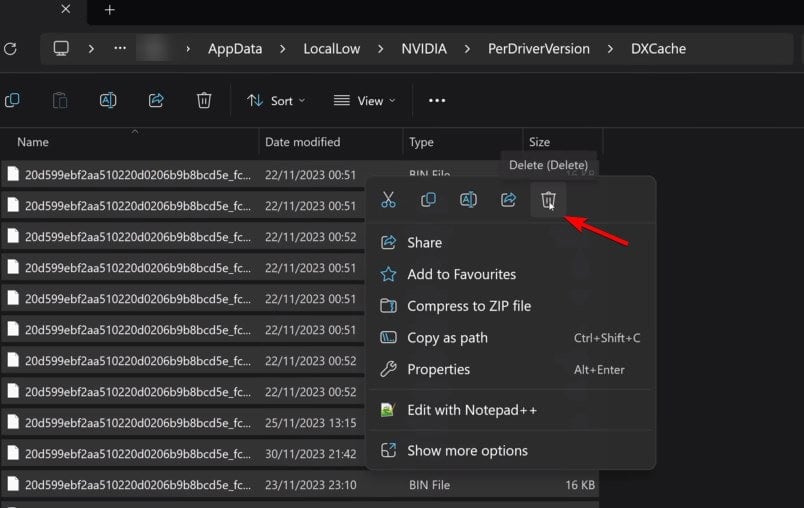 dx cache remove
