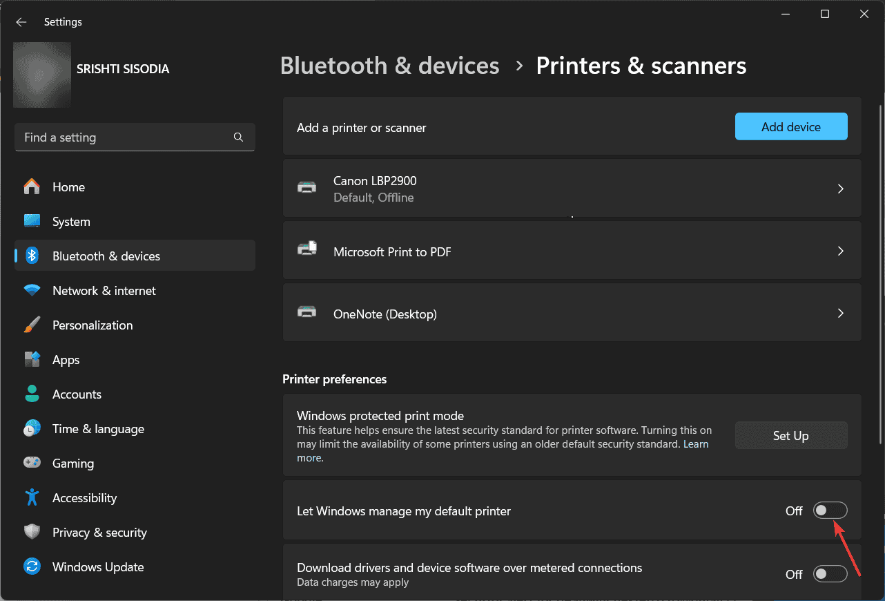 Windows に私のデフォルトプリンターを管理させるのをオフにする Epson Workforce ES 400 II が動作しない