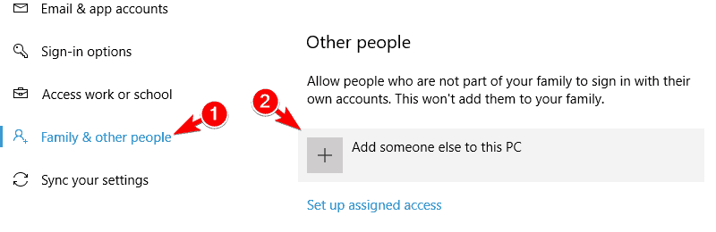 Family & other people add someone else to this PC