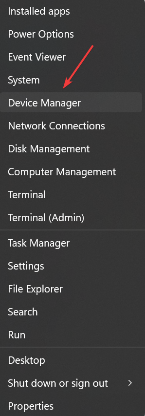 win+x menu device manager