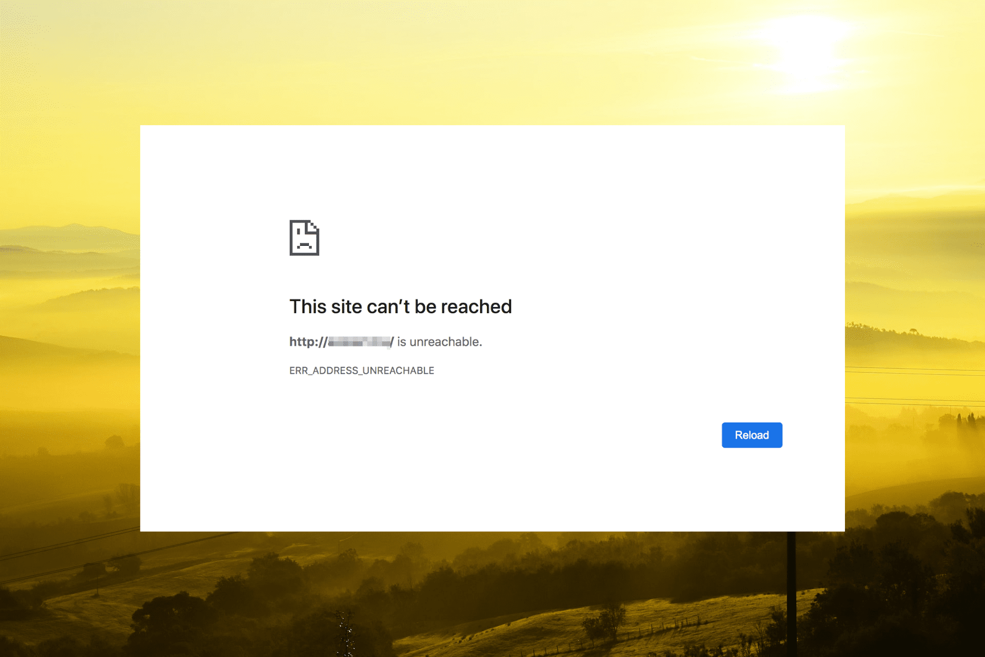 Écran d'erreur Err_Address_Unreachable