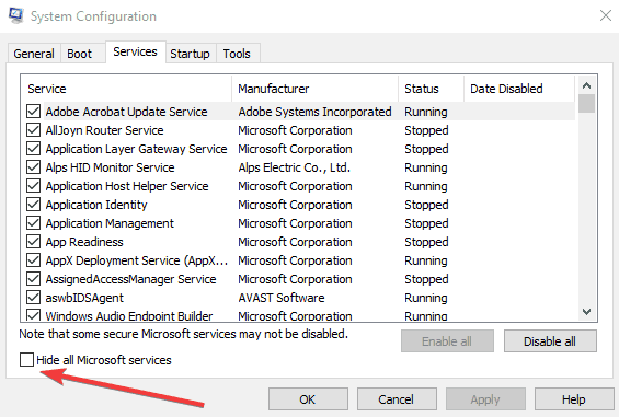 hide all microsoft services