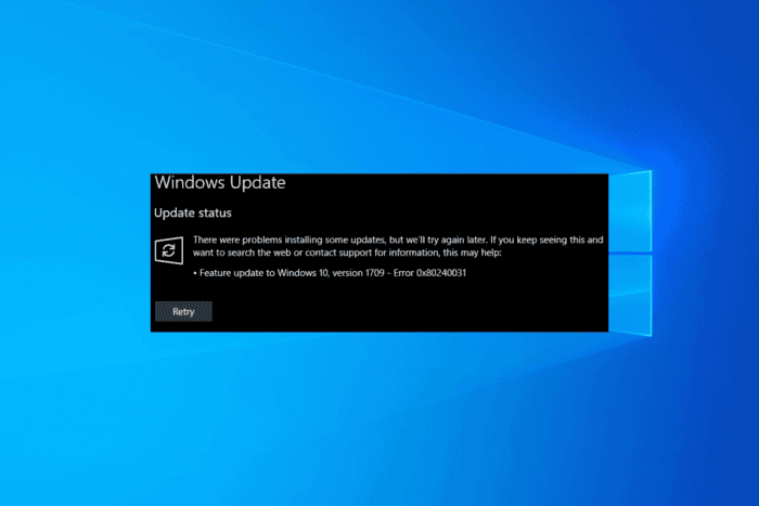 Erro de Atualização do Windows 0x80240031