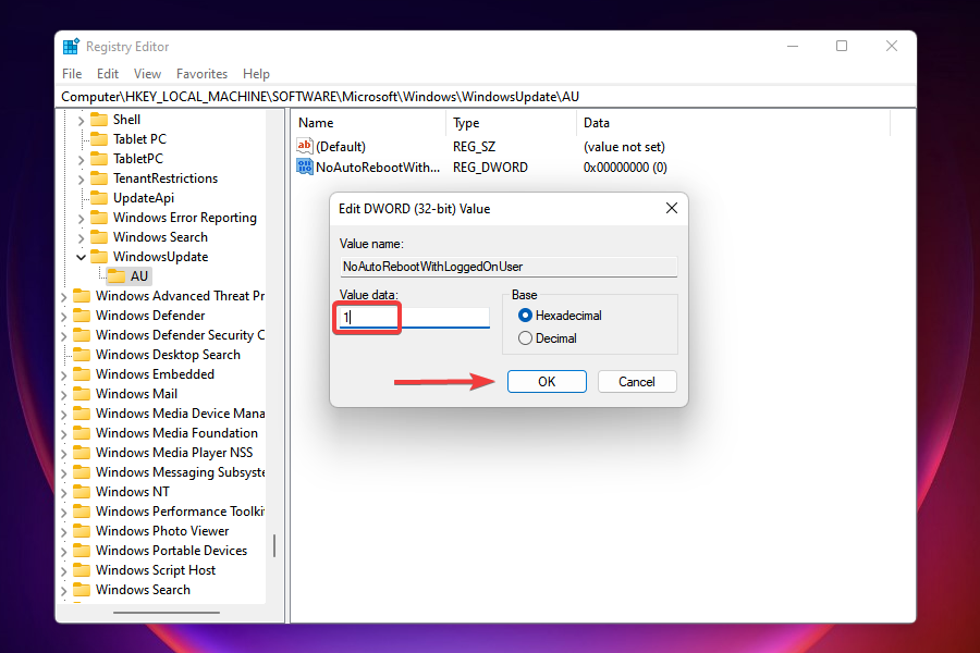 Entrez 1 pour résoudre le redémarrage aléatoire dans Windows 11