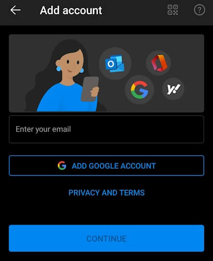 Imposta email su Outlook per Android
