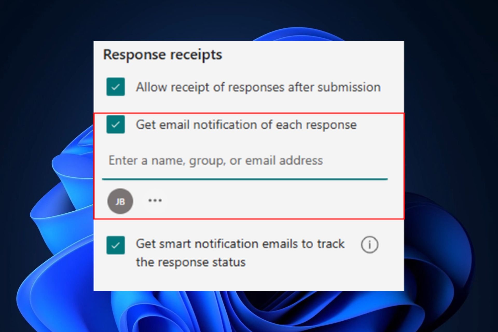 Microsoft Forms Benachrichtigungs-E-Mails