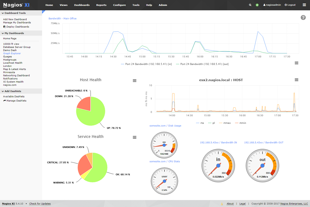 nagios xi user interface