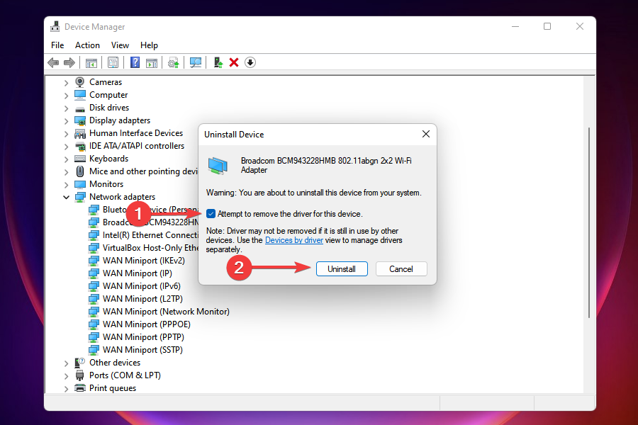 Uninstall driver
