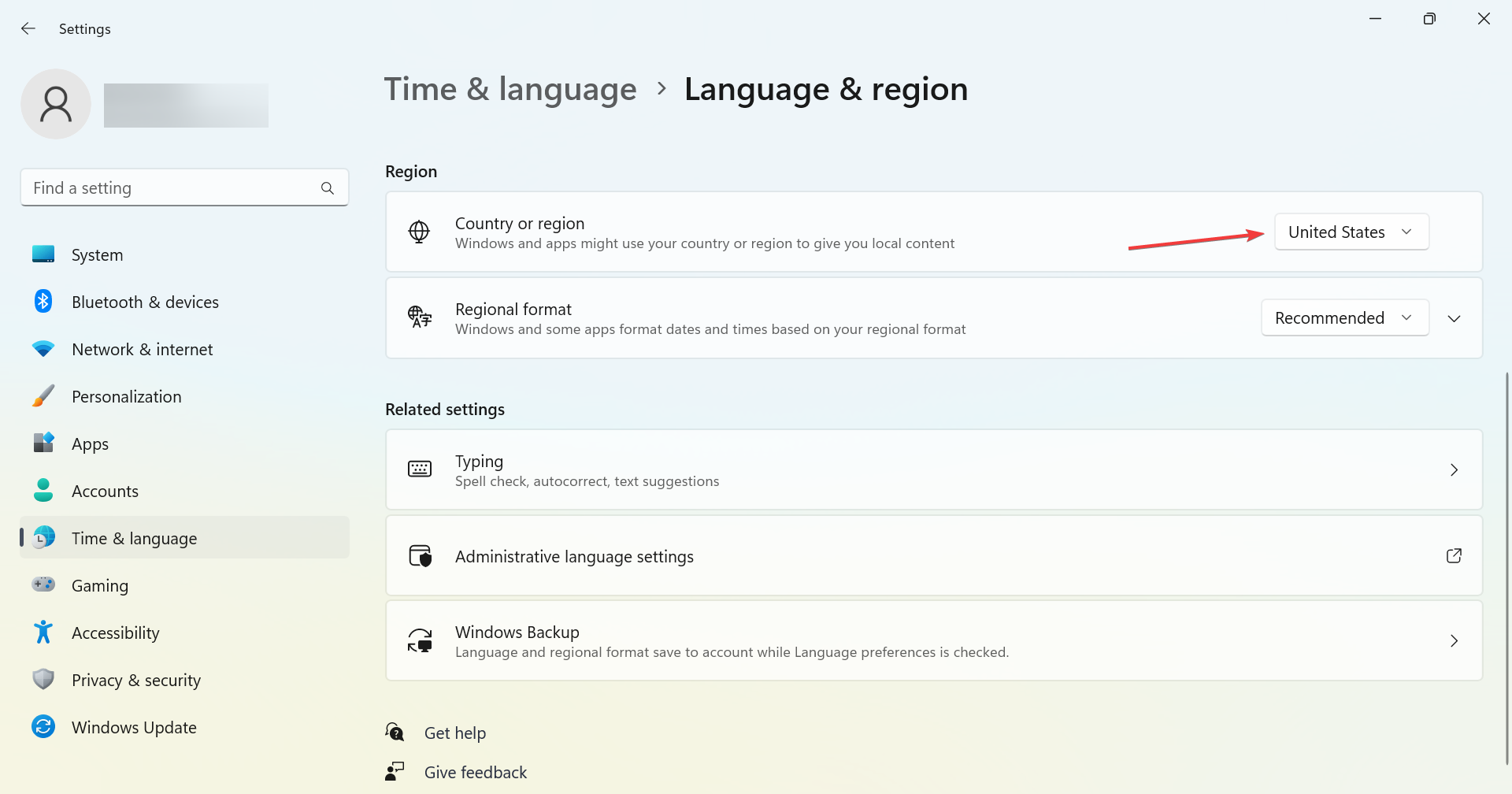 changer la région pour les États-Unis pour corriger le Code : 0x87AF0813