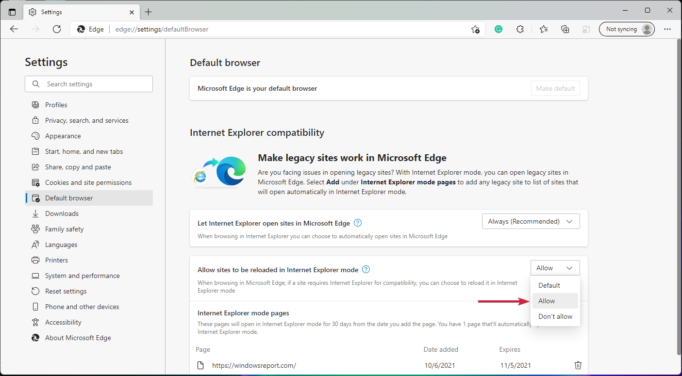Erlaube Seiten im Internet Explorer neu zu laden Kontrollkästchen