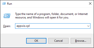 appwiz.cpl run dialog