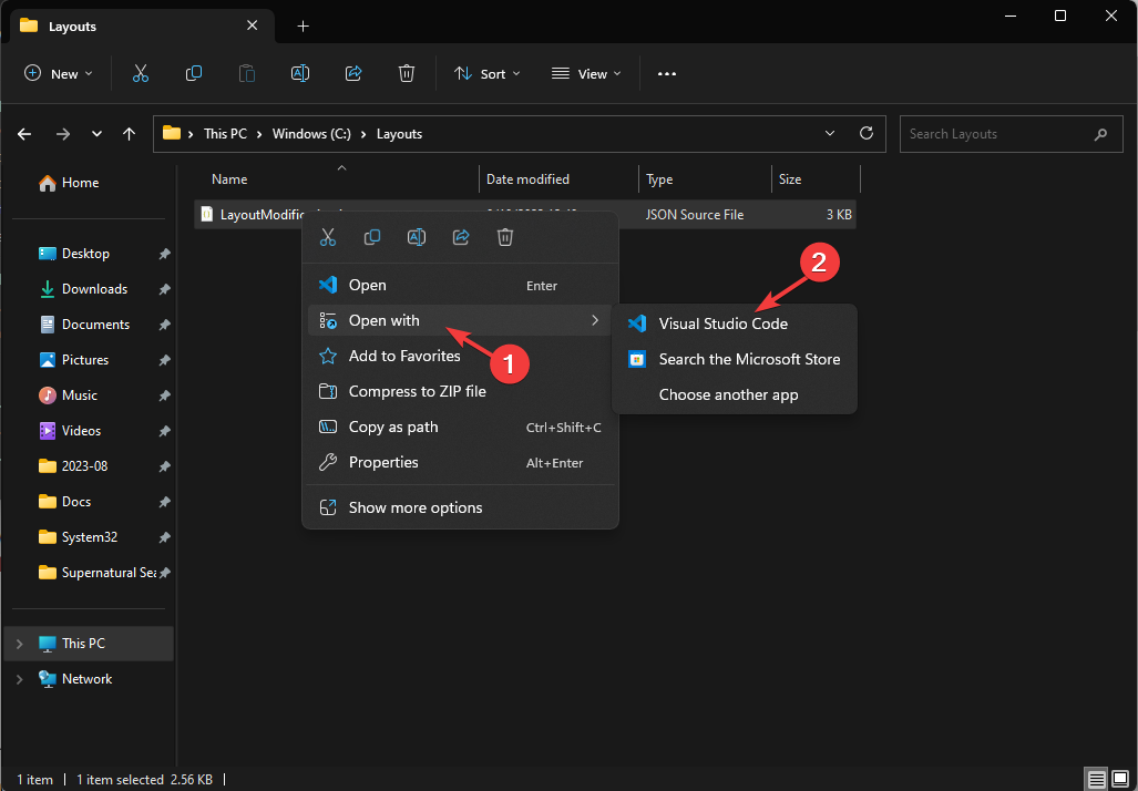 Visual Studio-Code zum Öffnen von JSON