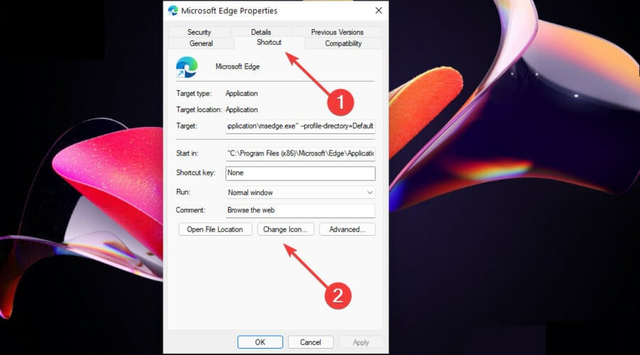 change icon shortcuts