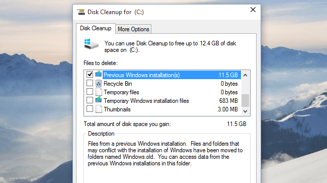 windows.old disk cleanup