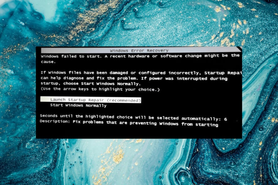 Schermo di recupero errore di Windows in Windows 11