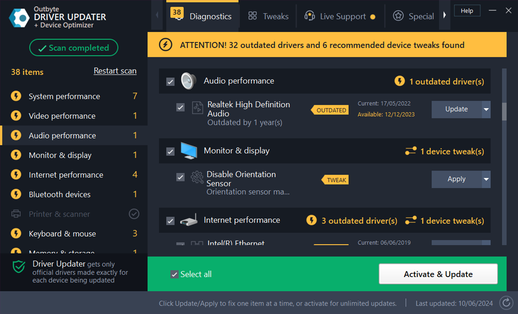 ver resumen del escaneo en outbyte