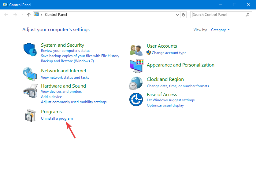 Uninstall a program