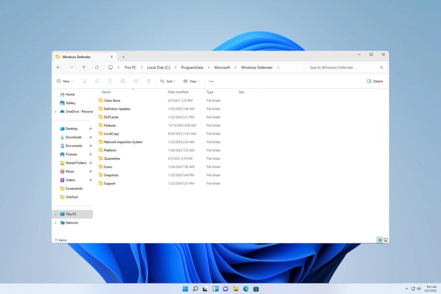 não consigo abrir a pasta de escaneamentos do windows defender