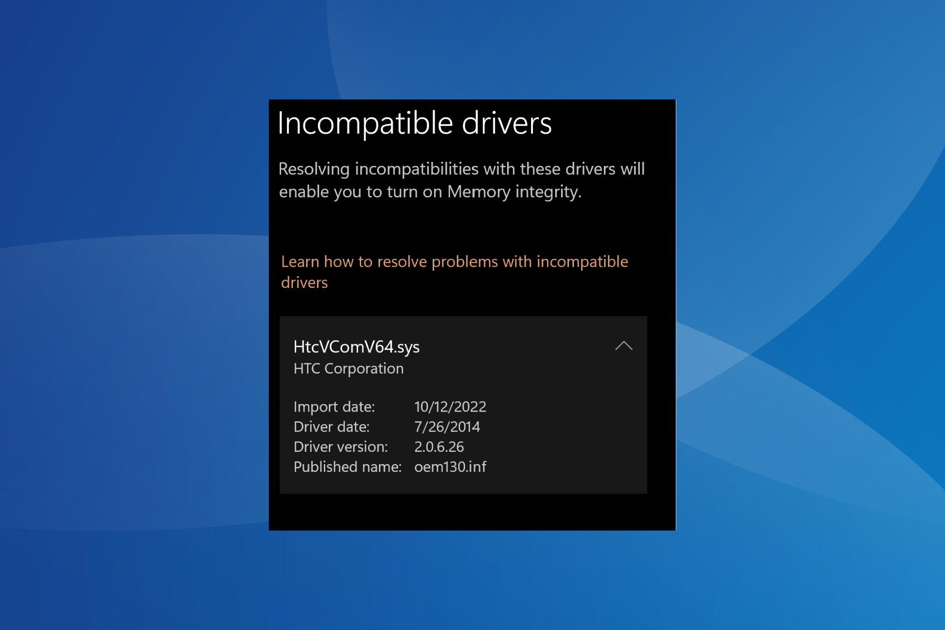 HtcVComV64.sys Fehler beheben