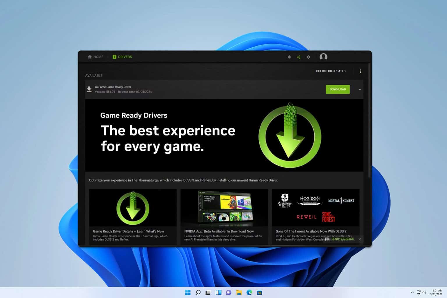 GeForce Experience Treiberdownloads, die aber nicht installiert werden