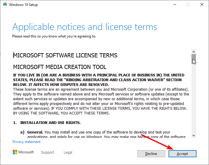 accept reset this pc not working