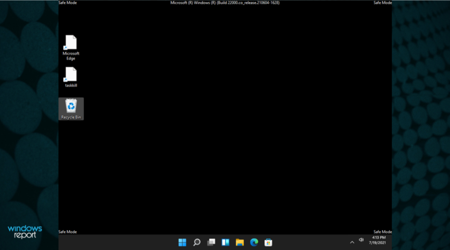exemplo de desktop no modo seguro