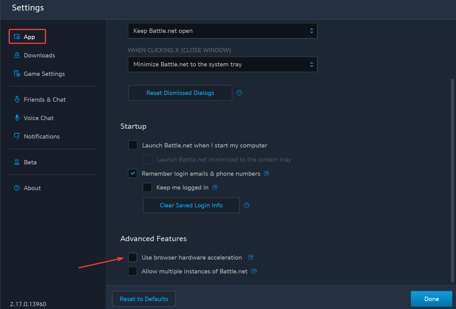 отключить аппаратное ускорение для исправления сбоя battlenet на ПК