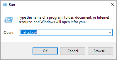 inetcpl.cpl in run window