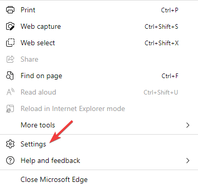 Sélectionnez les paramètres d'Edge