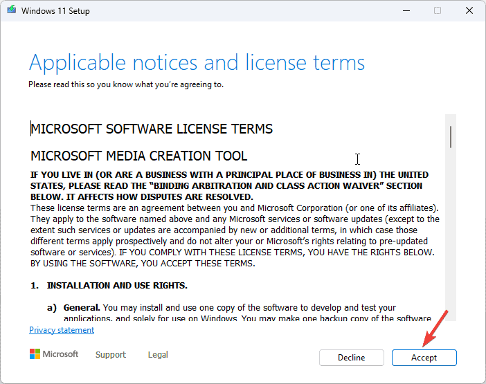 Aceitar Configuração do Windows 11 passo1 ERROR_RANGE_NOT_FOUND