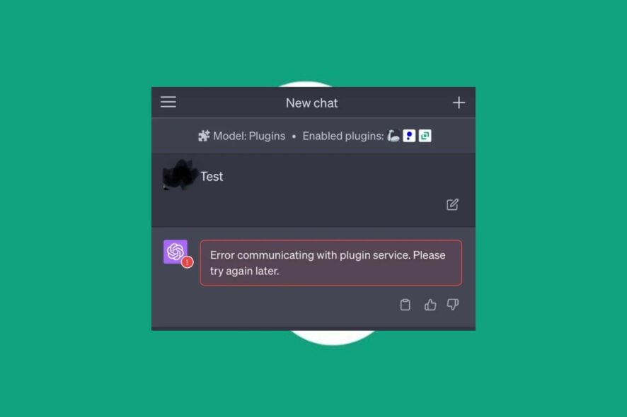 Erreur de communication avec le service de plugin