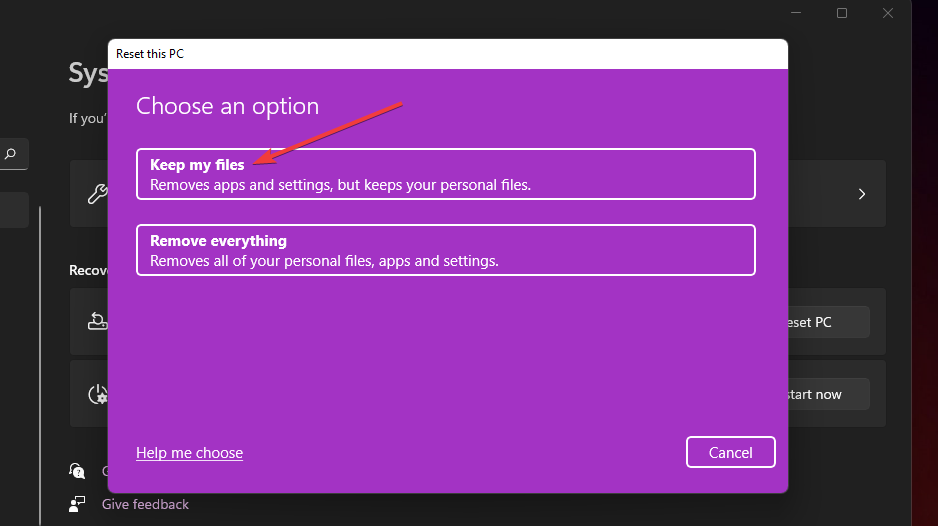 Keep my files button windows 11 keeps freezing