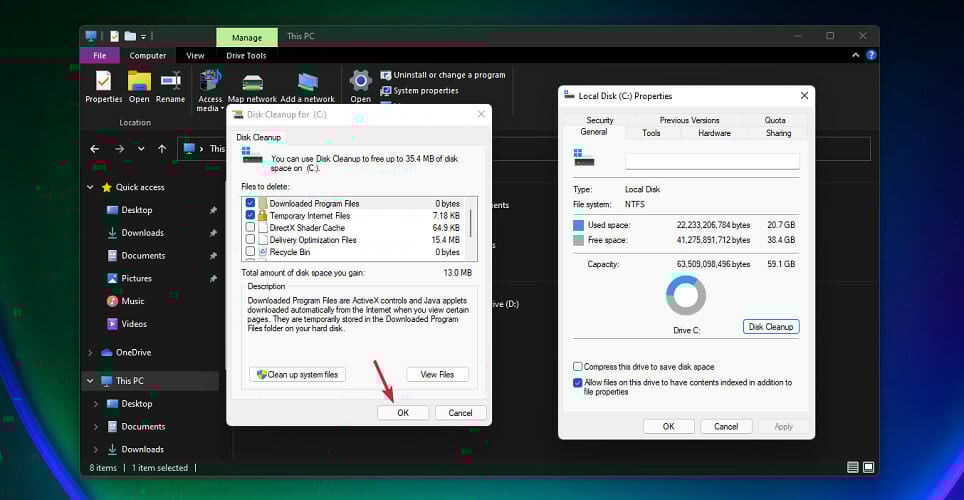 Windows 11のディスククリーンアップ設定