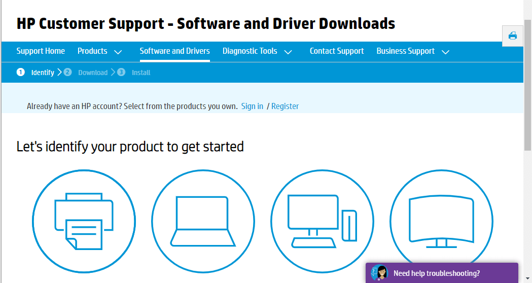 Pagina software e driver HP Mancanza o guasto della testina di stampa