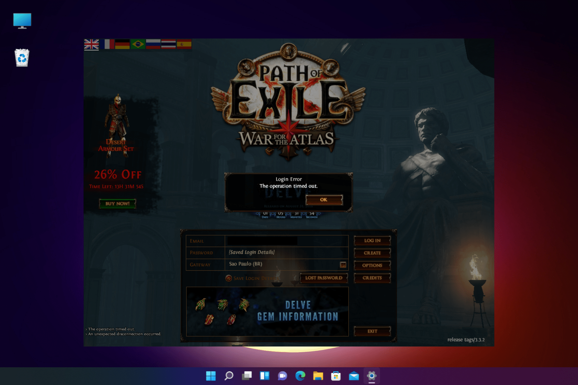 path of exile Zeitüberschreitung Fehler erneut anmelden