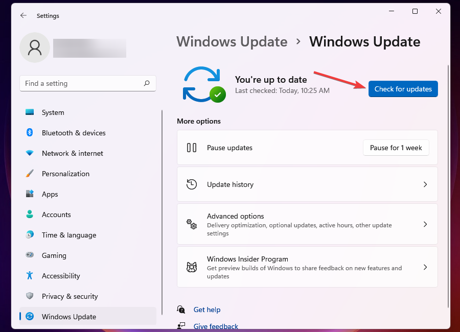 Проверить наличие обновлений для исправления работы параметров входа в Windows 11