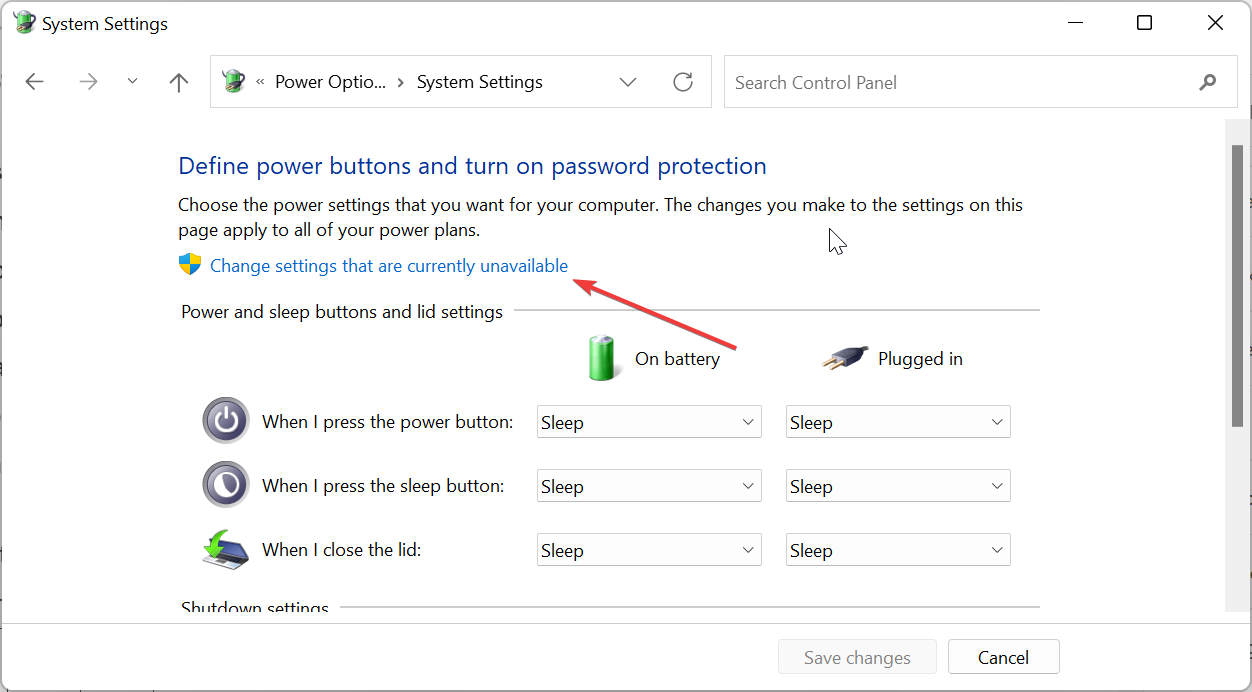 change settings